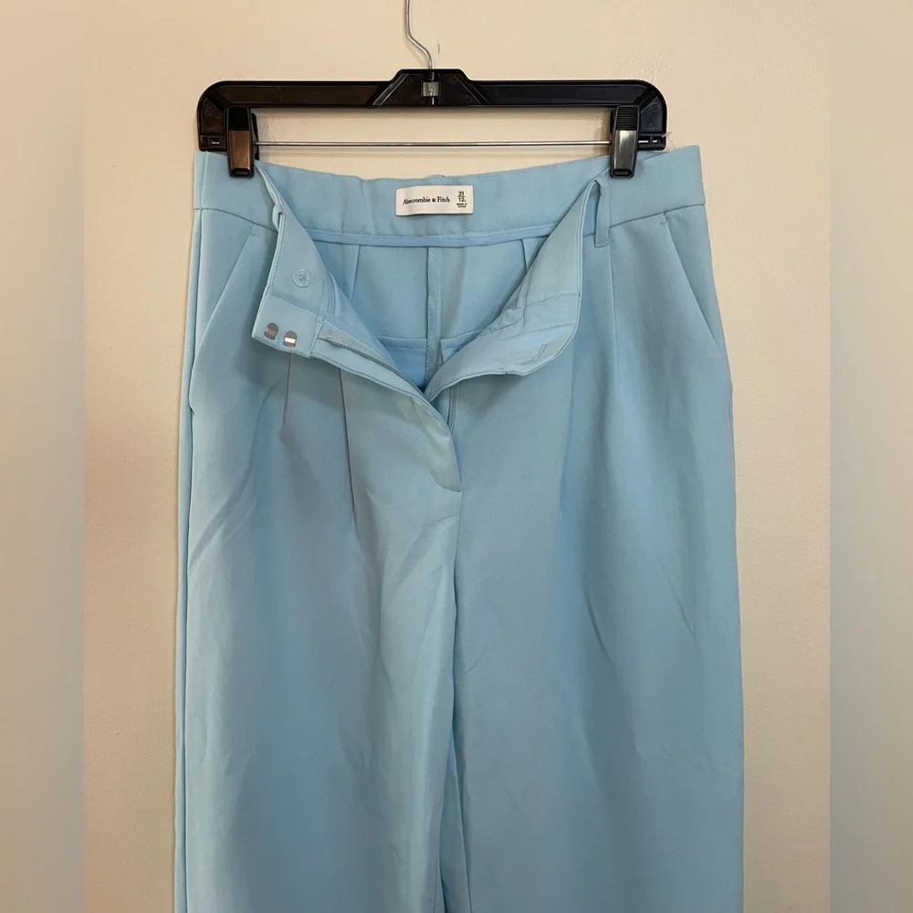 Abercrombie & Fitch Wide Leg Trousers in Bright Blue